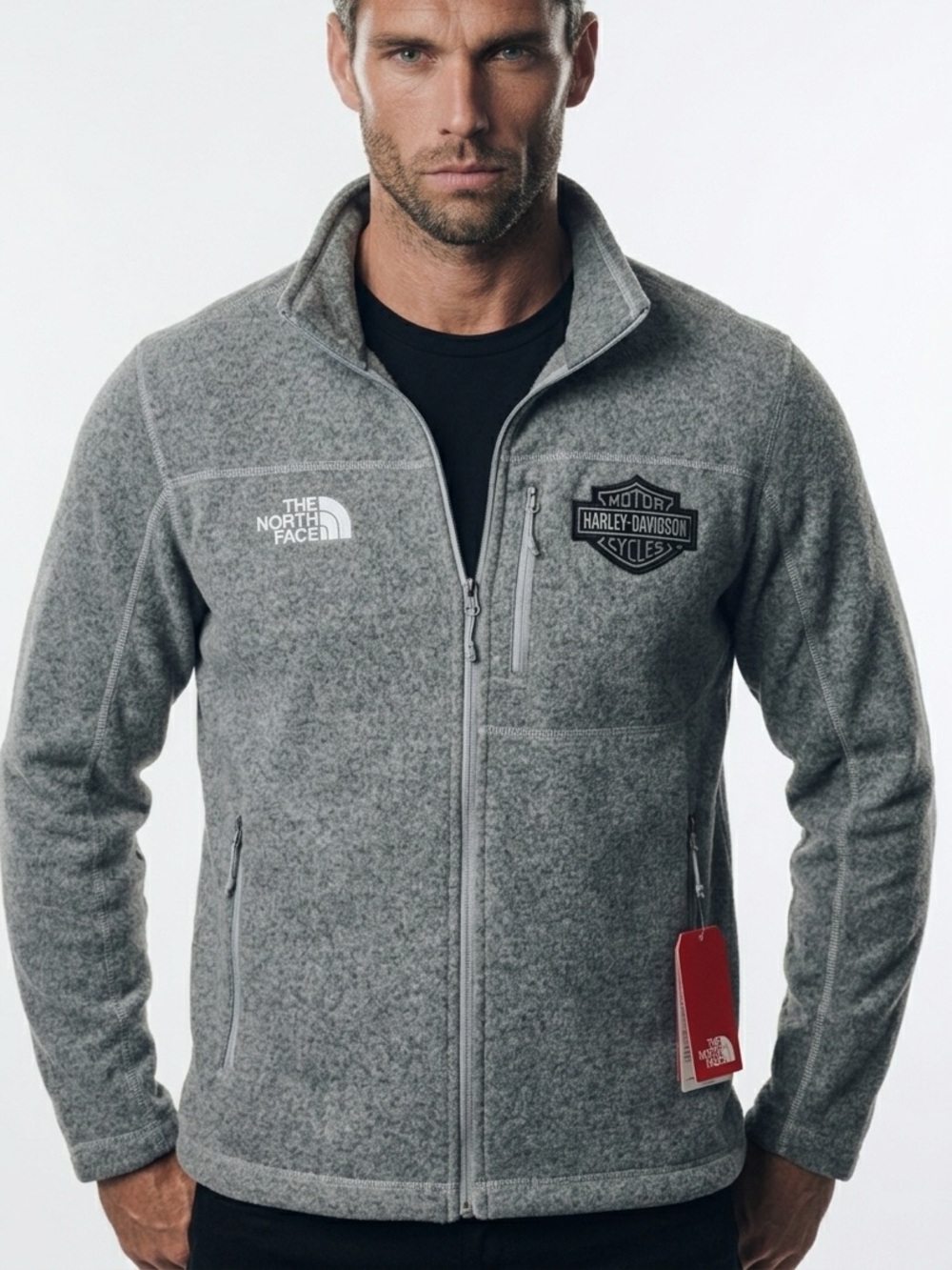 NWT🤩 |•THE NORTH FACE•| Sweater Fleece Jacket Size Large Harley-Davidson Patch